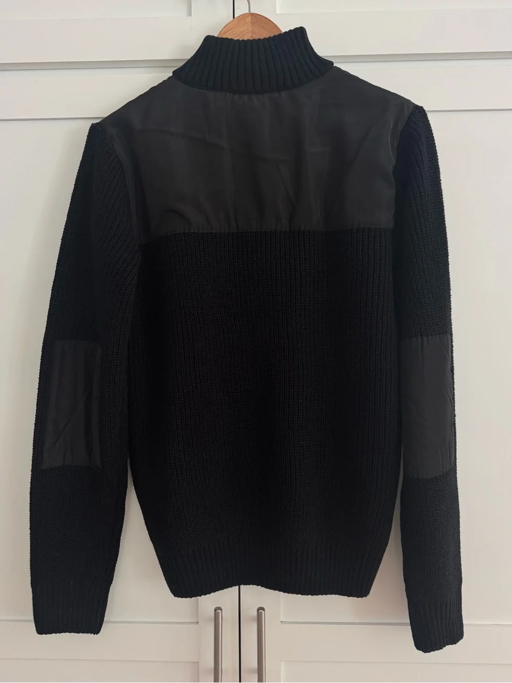 American Stitch Men’s Black Ribbed Half-Zip Sweater with Chest Flap Pocket